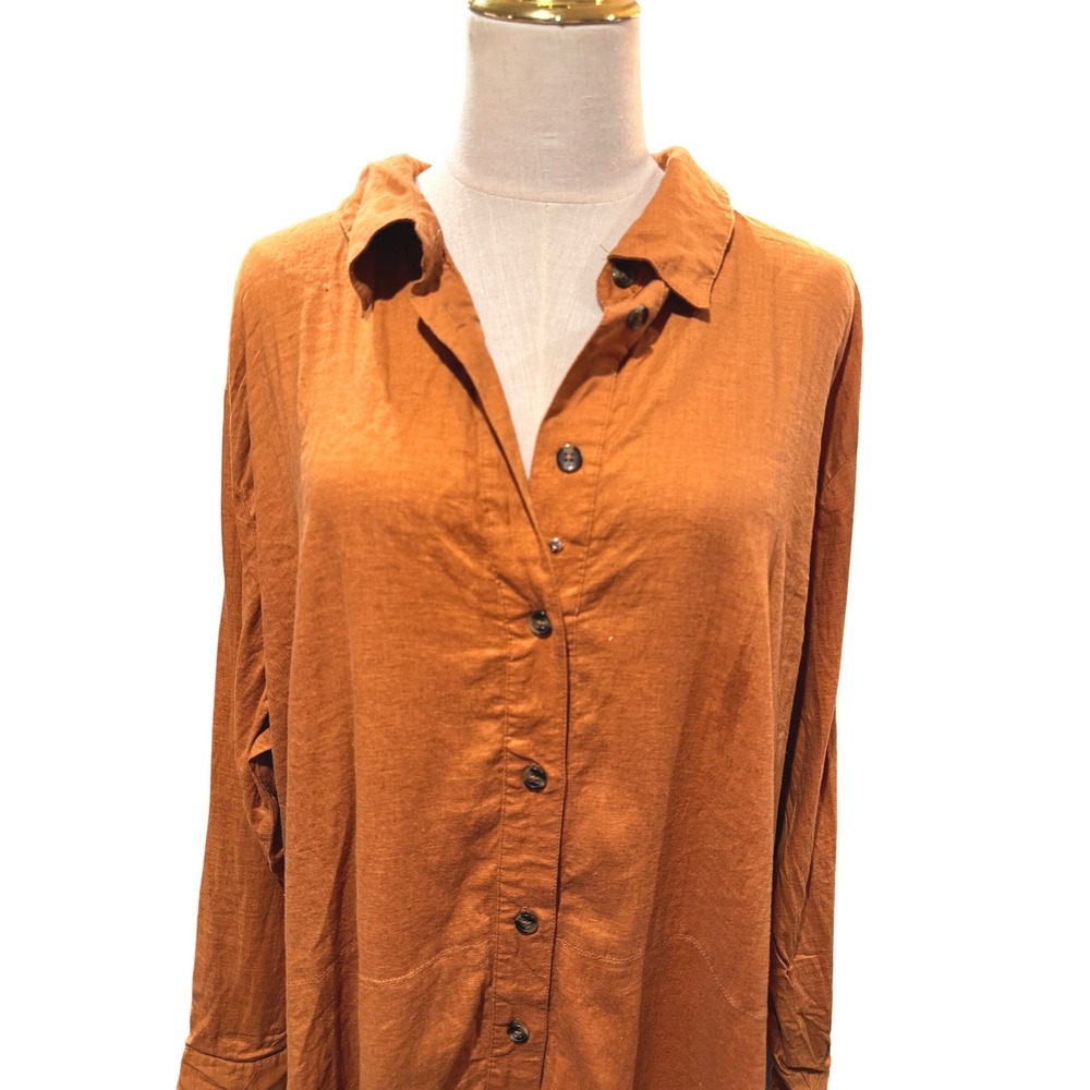 Universal Standard Rust Orange Button-Down Shirt - Picture 3 of 6